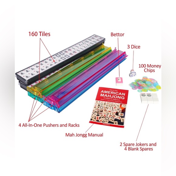 Blue Floral Mahjong Complete Set with Carrying Case - Picture 7 of 13